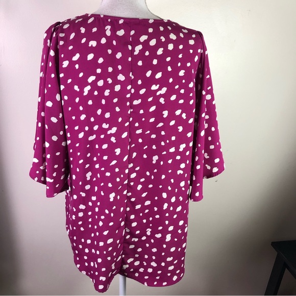 Andree by Unit Women’s polka dot flare sleeve oversized pullover blouse top Sz M - Picture 4 of 8